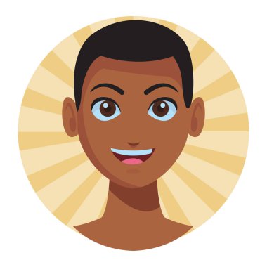 Genç adam yüz çizgi film