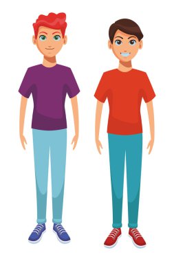 Genç erkekler vücut çizgi film