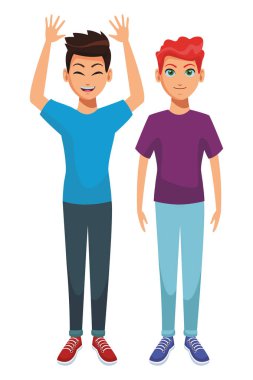 Genç erkekler vücut çizgi film