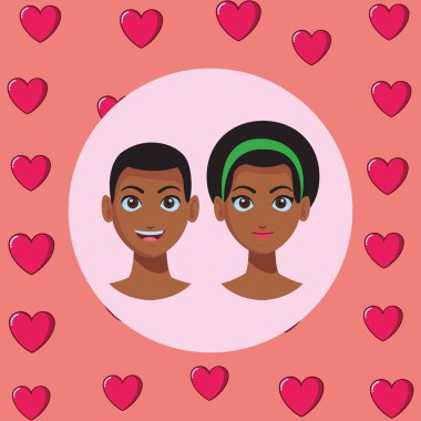 Genç insanların yüzleri çift