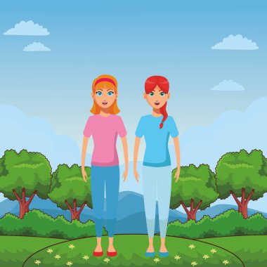 Genç kadın vücut çizgi film