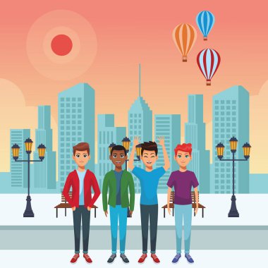 Genç erkekler vücut çizgi film