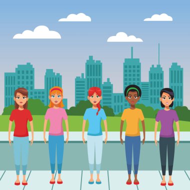 Genç kadın karikatür