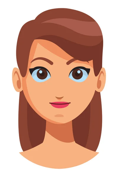 Jonge vrouw gezicht cartoon — Stockvector