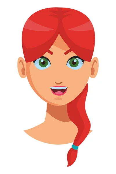 Mujer joven cara de dibujos animados — Vector de stock