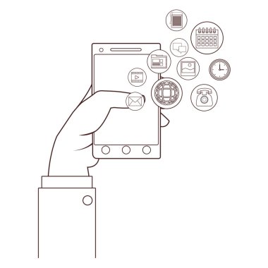 teknoloji smartphone çizgi film