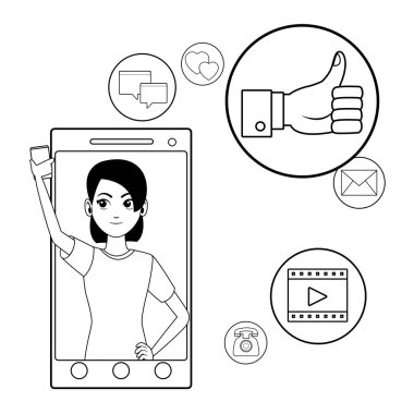 Genç kadın çizgi film