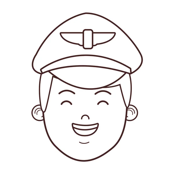 Pilote d'avion visage dessin animé — Image vectorielle