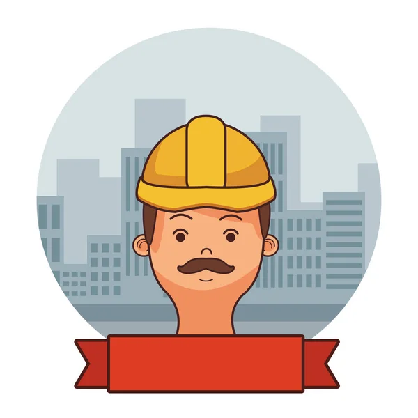 Construção construtor rosto cartoon —  Vetores de Stock