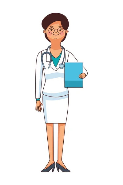 Medicina médico mujer dibujos animados — Vector de stock