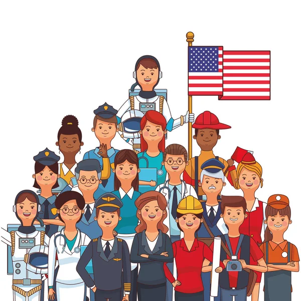 アメリカの労働者の日漫画 — ストックベクタ
