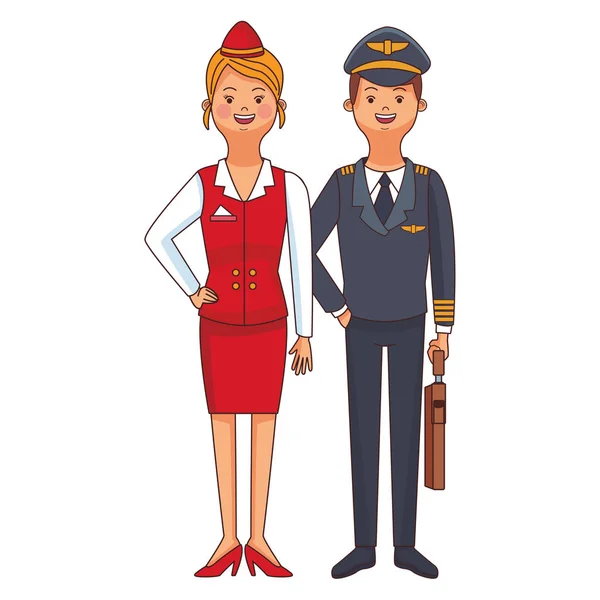 Pilote et hôtesse avatar — Image vectorielle