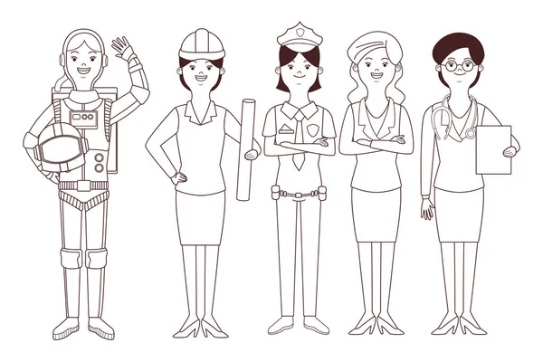 Mulheres profissão e profissão avatares — Vetor de Stock