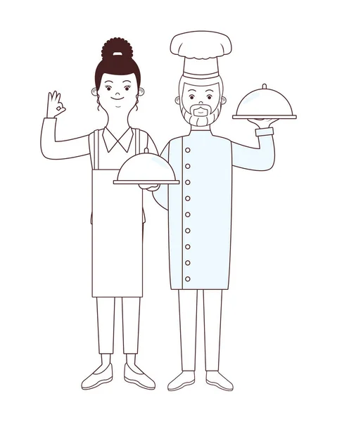 Šéfkuchař a pomoc — Stockový vektor