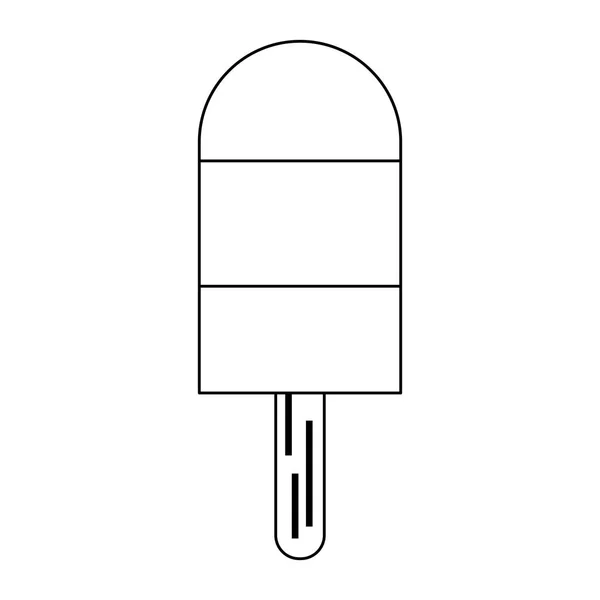 Popsicle avec bâton en bois noir et blanc — Image vectorielle