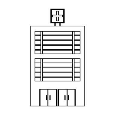 Sembol siyah ve beyaz bina hastane