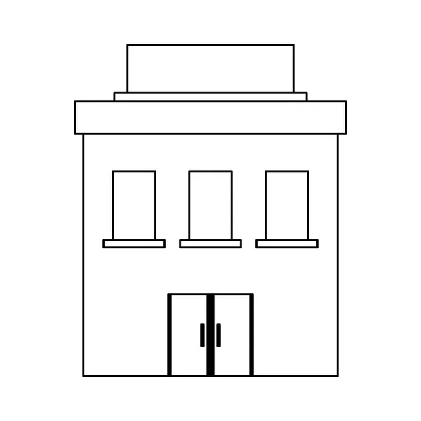 Bâtiment commercial immobilier noir et blanc — Image vectorielle