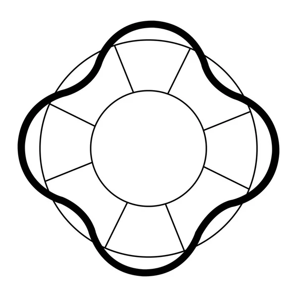 Schwimmendes Lebensretter-Symbol schwarz-weiß — Stockvektor