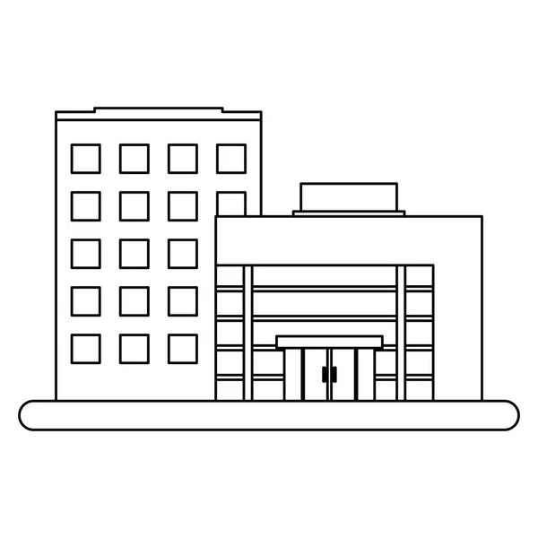 建物の白と黒の不動産ビジネス — ストックベクタ