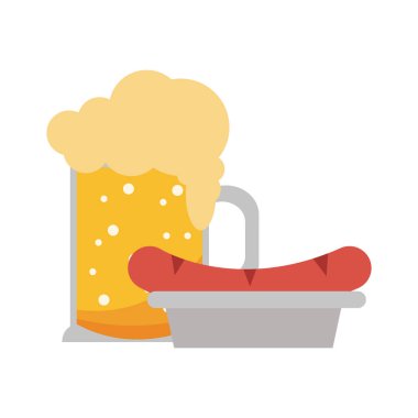 bira Kupası ve sosis çanak üzerinde