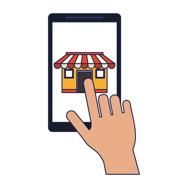 スマート フォンからオンラインで購入します。 — ストックベクタ