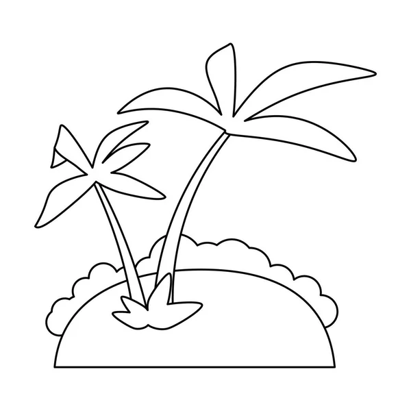 Eiland met palmbomen — Stockvector