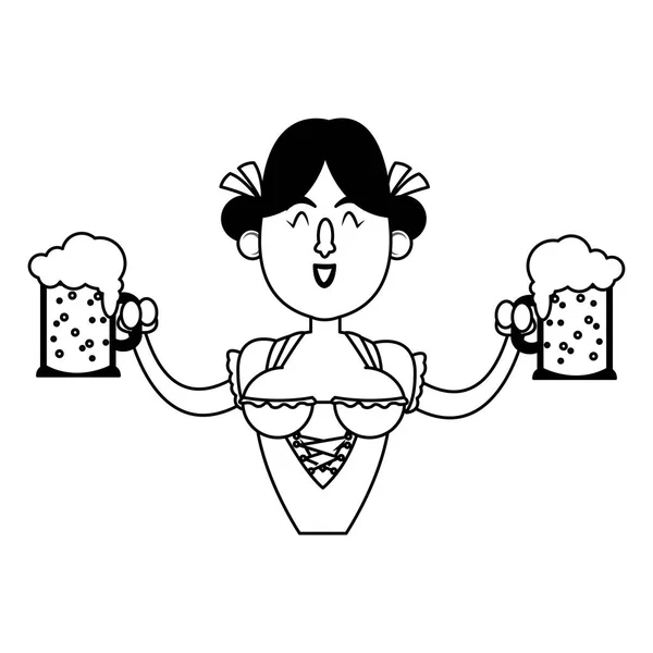 Bavarois femme oktoberfest dessin animé — Image vectorielle
