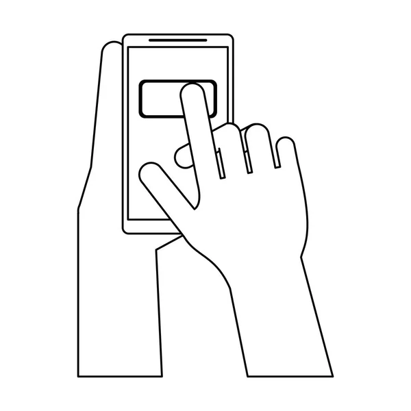 Mãos usando smartphone —  Vetores de Stock