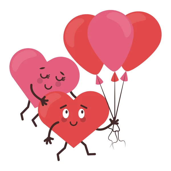 Corazones lindos en dibujos animados de amor — Vector de stock