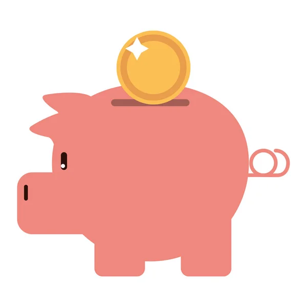 Piggy com símbolo de moeda —  Vetores de Stock