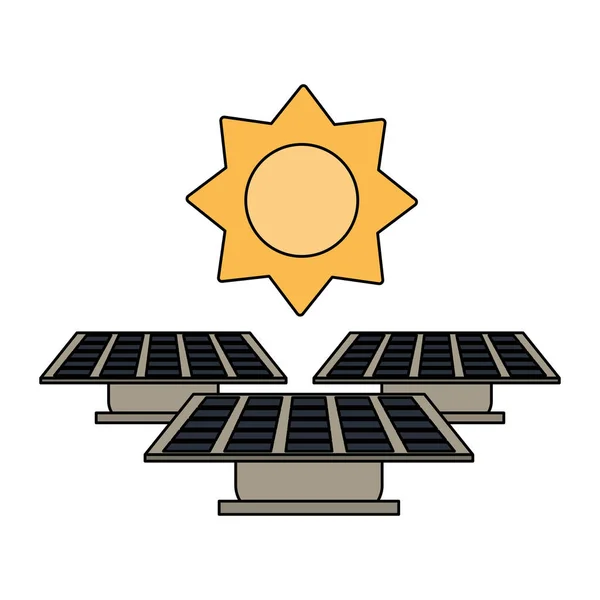 Solar panels and sun — Stock Vector