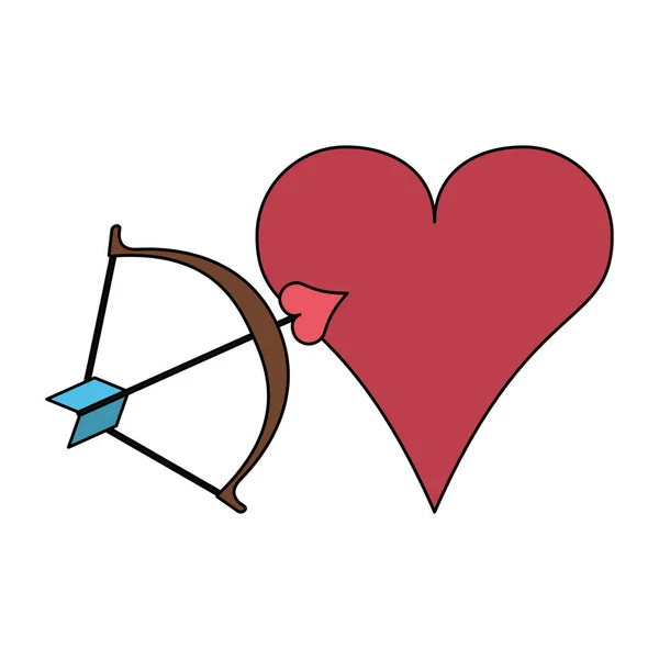 Srdce a oblouk s lukem šíp — Stockový vektor