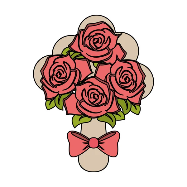 Bouquet de fleurs avec arc — Image vectorielle