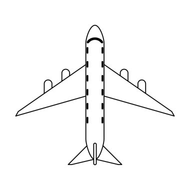 Jet uçak sembol siyah ve beyaz izole