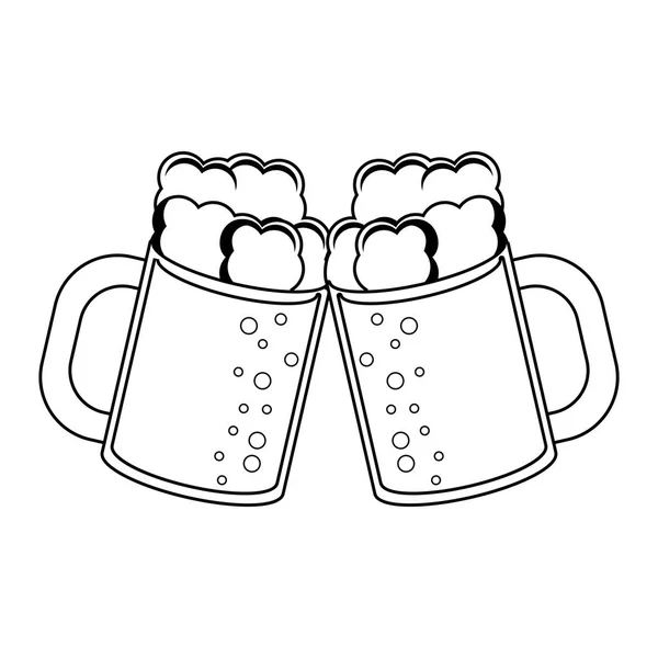 Copos de cerveja torrada preto e branco —  Vetores de Stock