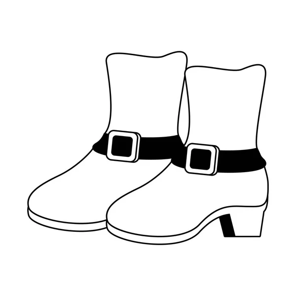 Elf schoenen cartoon geïsoleerde zwart-wit — Stockvector