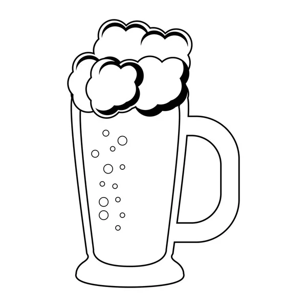 Cerveza irlandesa st patricks dibujos animados blanco y negro — Archivo Imágenes Vectoriales