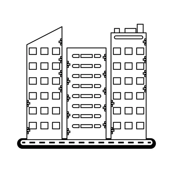 Residence byggnad på gatan svart och vitt — Stock vektor