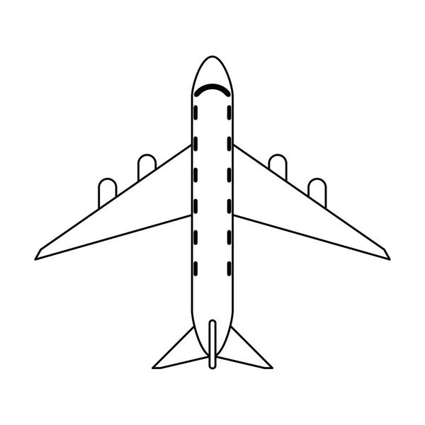 Jet airplane symbol isolated black and white — Stock Vector