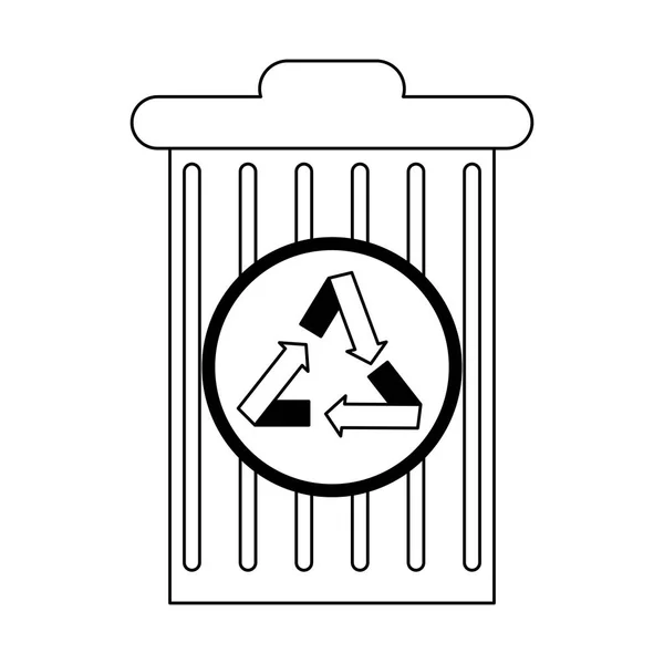 Lixeira símbolo lata de lixo preto e branco — Vetor de Stock