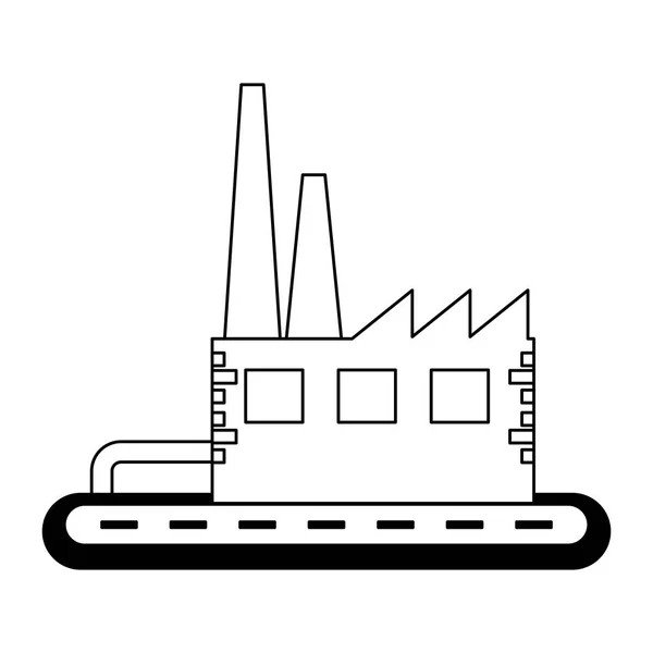 Factoy bâtiment symbole noir et blanc — Image vectorielle