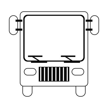 Halk otobüsü frontview siyah ve beyaz