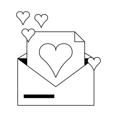 Zarf aşk mektubu siyah ve beyaz ile açık