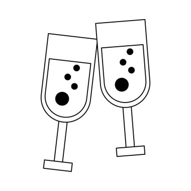 Şampanya bardak siyah ve beyaz tost