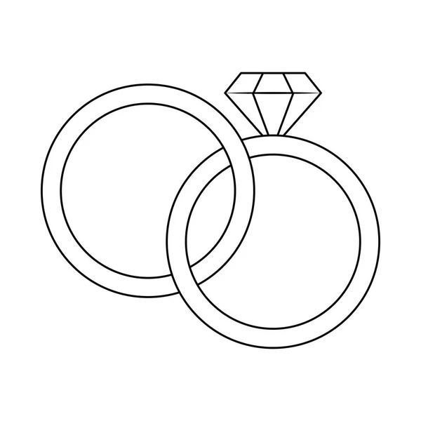 Snubní prsteny s diamanty černé a bílé — Stockový vektor
