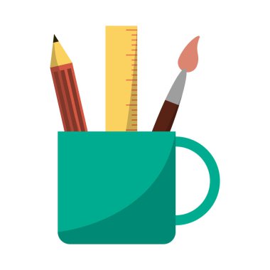 Cetvel Kalem ve boya fırçası Kupası