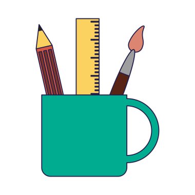 Cetvel Kalem ve boya fırçası Kupası