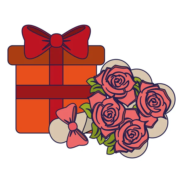 선물 상자와 꽃 선물 — 스톡 벡터