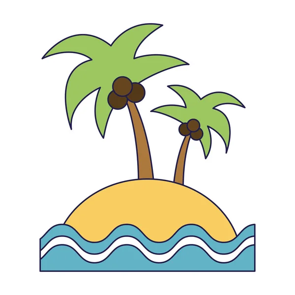 Palms on island cartoon — Stock Vector