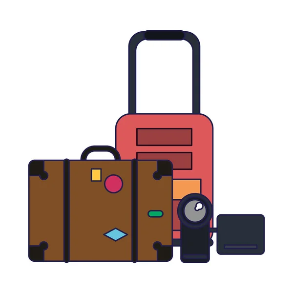 Zomer Vakanties Koffer Camera Met Bagage Vector Illustratie Grafisch Ontwerp — Stockvector